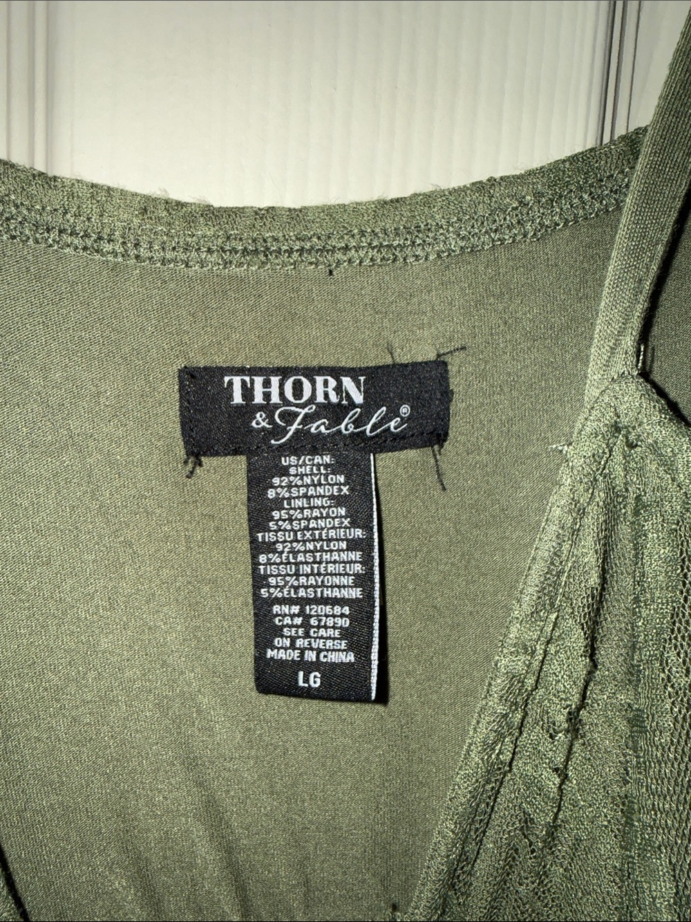 Olive Green Lace Asymmetrical Slip Dress with Spaghetti Straps - Picture 2 of 3